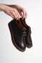 BROWN CROCO PRINT GENUINE LEATHER WOMEN'S SHOES - 4