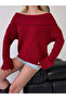 Women's Madonna Collar Knitwear Claret Red - 7