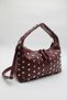 Women's Burgundy Leather Studded Detailed Zipper Closure Hand, Arm and Shoulder Bag - 2