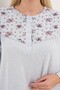 Women's Blue Buttoned Floral Detailed Long Sleeve Plus Size (Oversized) Design Comfortable Cut Nightgown - 6