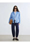 Blue Striped Oversize Women's Shirt - 5
