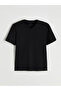 Black V-Neck Combed Cotton Men's T-Shirt