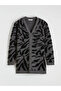Black V-Neck Patterned Women's Knitwear Cardigan - 4
