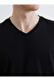Black V-Neck Combed Cotton Men's T-Shirt - 5