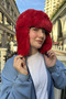 Young Red Plush Pilot Hat |   Unisex Trendy Winter Ushanka Model with Headphones - 4