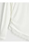 Ecru Crew Neck Lace Detailed Ruched Blouse - 2