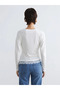 Ecru Crew Neck Lace Detailed Ruched Blouse - 6