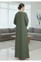 Handmade Floral Embroidered Green Abaya - 2