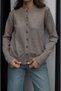 Beige Rickles Buttoned Basic Cardigan - 3