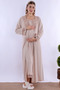 Comfortable Cut Cotton Dressing Gown Maternity Nightgown Set Effortt - Beige - 2