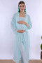 Long Robe Maternity Pajama Set with Breastfeeding Feature Effortt - Turquoise - 6