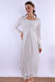 Cotton Maternity Nightgown with Breastfeeding Feature Effortt - Ecru - 8