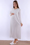 Cotton Comfortable Cut Maternity Nightgown with Breastfeeding Feature - Ecru - 3