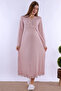 Cotton Maternity Nightgown with Breastfeeding Feature - Dried Rose - 4