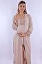 Long Robe Maternity Pajama Set with Breastfeeding Feature Effortt - Beige - 6