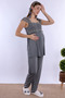 Cotton Comfortable Cut Maternity Pajama Set with Breastfeeding Feature Effortt - Smoked - 4