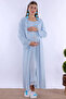 Comfortable Cut Cotton Dressing Gown Maternity Nightgown Set Effortt - Blue - 2