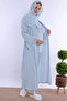 Cotton Maternity and Breastfeeding Pajama Set with Hijab and Robe - Blue - 4
