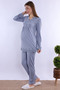 Cotton Maternity and Postpartum Pajama Set with Breastfeeding Features Carpediem |   Elastic Waistband - Blue - 5