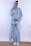 Effortt - Comfortable Cut Long Robe Maternity Pajama Set with Hijab - Blue - 3