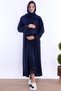 Effortt Maternity Nightgown Set with Soft Textured Abaya and Hijab - Navy Blue - 3