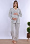 Effortt Light Gray Maternity Pajama Set with Dressing Gown - 7