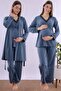 Effortt Indigo Maternity Pajama Set with Dressing Gown