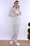 Breastfeeding-Friendly Cotton Maternity Pajama Set – Elastic Waist Effortt - Ecru - 3