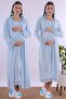 Comfortable Cut Cotton Dressing Gown Maternity Nightgown Set Effortt - Blue