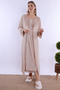 Comfortable Cut Cotton Dressing Gown Maternity Nightgown Set Effortt - Beige - 5