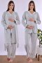 Effortt Light Gray Maternity Pajama Set with Dressing Gown