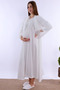 Cotton Robe Maternity Nightgown Set – Maternity Nightgown with Breastfeeding Feature - Ecru - 3