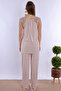 Long Robe Maternity Pajama Set with Breastfeeding Feature Effortt - Beige - 8