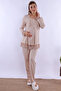 Breastfeeding-Friendly Cotton Maternity Pajama Set – Elastic Waist Effortt - Beige - 6