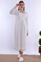 Cotton Maternity Nightgown with Breastfeeding Feature Effortt - Ecru - 3