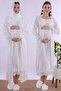 Soft Textured Maternity Nightgown Set with Hijab Effortt - Ecru