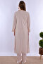 Long Robe Maternity Pajama Set with Breastfeeding Feature Effortt - Beige - 5