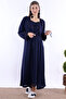 Comfortable Cut Cotton Dressing Gown Maternity Nightgown Set Effortt - Navy Blue - 4