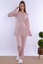 Cotton Maternity and Postpartum Pajama Set with Breastfeeding Features Carpediem |   Elastic Waistband - Dried Rose - 2