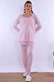 Breastfeeding-Friendly Cotton Maternity Pajama Set – Elastic Waist Effortt - Pink - 4