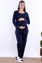 Effortt - Comfortable Cut Long Robe Maternity Pajama Set with Hijab - Navy Blue - 7