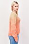 Women Crew Neck Crochet Long Sleeve Sweater, Orange - 3