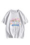Cinna Moral Printed White Short Sleeve Oversize Fit T-Shirt