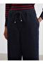 Navy Blue Wideleg Women's Jean Pants with Elastic Waist from Plus-Store - 3