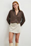 Women's V-Neck Loose Fit Premium Fabric Plain Basic Stylish Satin Shirt Nmr1200 - 4