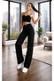 Alisya Women's Lycra Black High Waist Loose Jeans Palazzo Trousers - 3