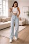 Lussi 90's Power Lycra Colorfast Ice Blue Snow Super High Waist Loose Jeans Palazzo Trousers - 6