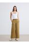 Lcw Studio Green Wide Leg Women's Trousers with Elastic Waist