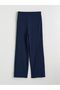 Lcwaikiki Classic Navy Blue Elastic Waist Textured Women's Trousers - 5