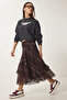 Plaid Asymmetric Chiffon Midi Skirt Lzv0050 Mürdüm - 2